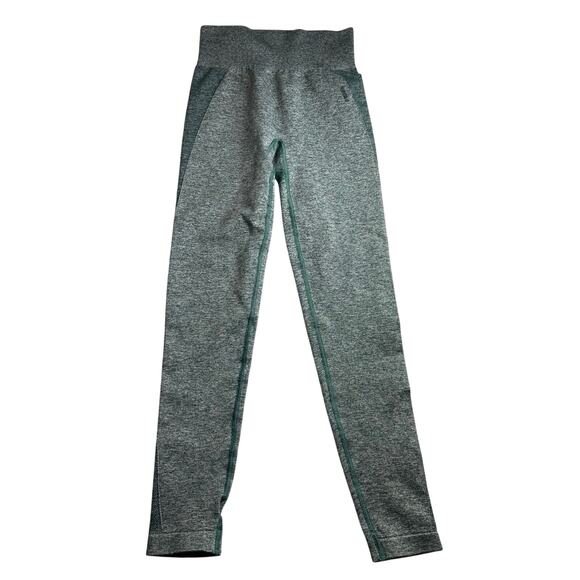 Gymshark Leggings Green & Gray Spell Out Back - Size S - Picture 1 of 6